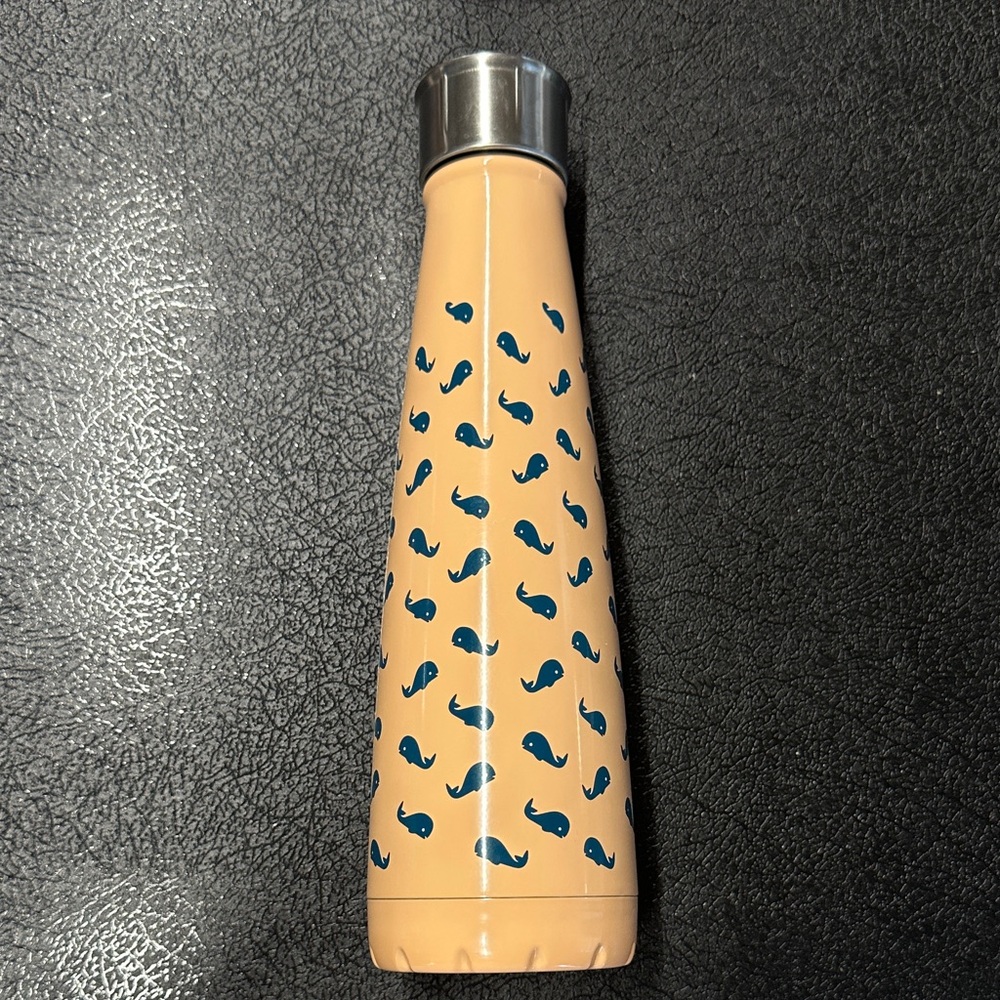 Whale Patterned Tan/ Pink Water Bottle